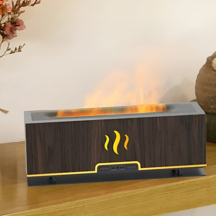 Modern GlowFlame USB aroma humidifier featuring a soothing flame lamp and ultra-quiet operation.