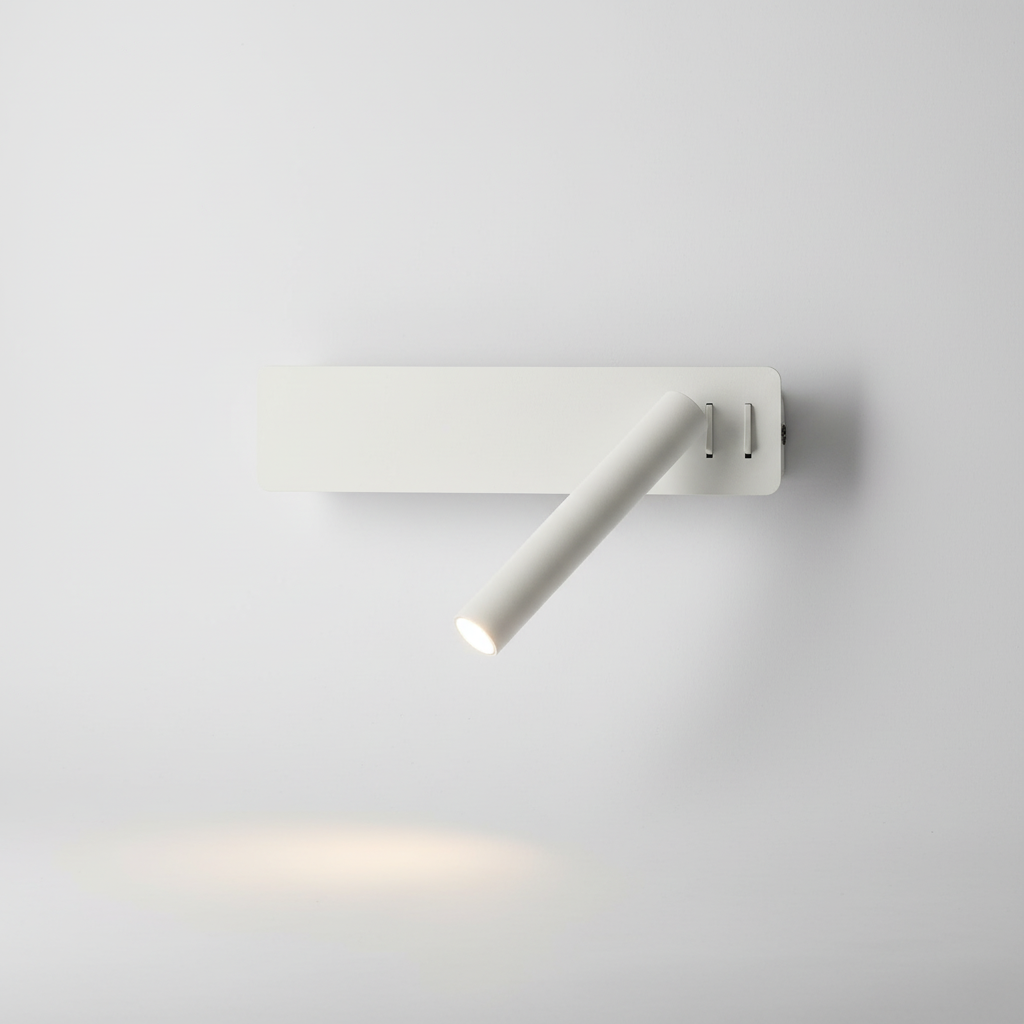 Swivel LED wall lamp, GlowFocus, providing focused task lighting for a book
