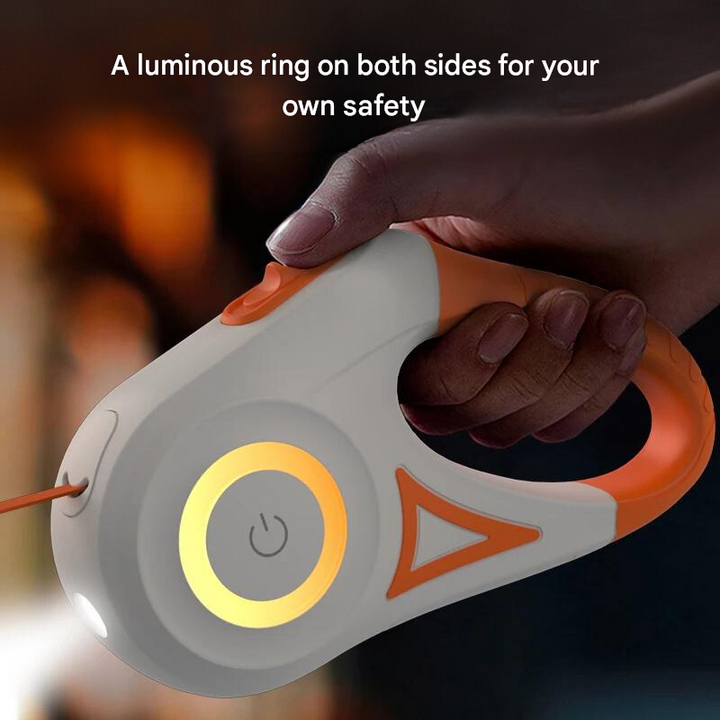Bright LED dog leash from GlowGuard, a pet accessory designed with a flashlight for safe evening strolls.