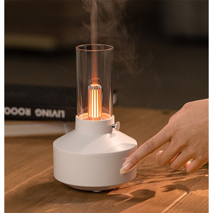 GlowMist aromatherapy diffuser with warm night light, perfect for essential oil relaxation & home decor.
