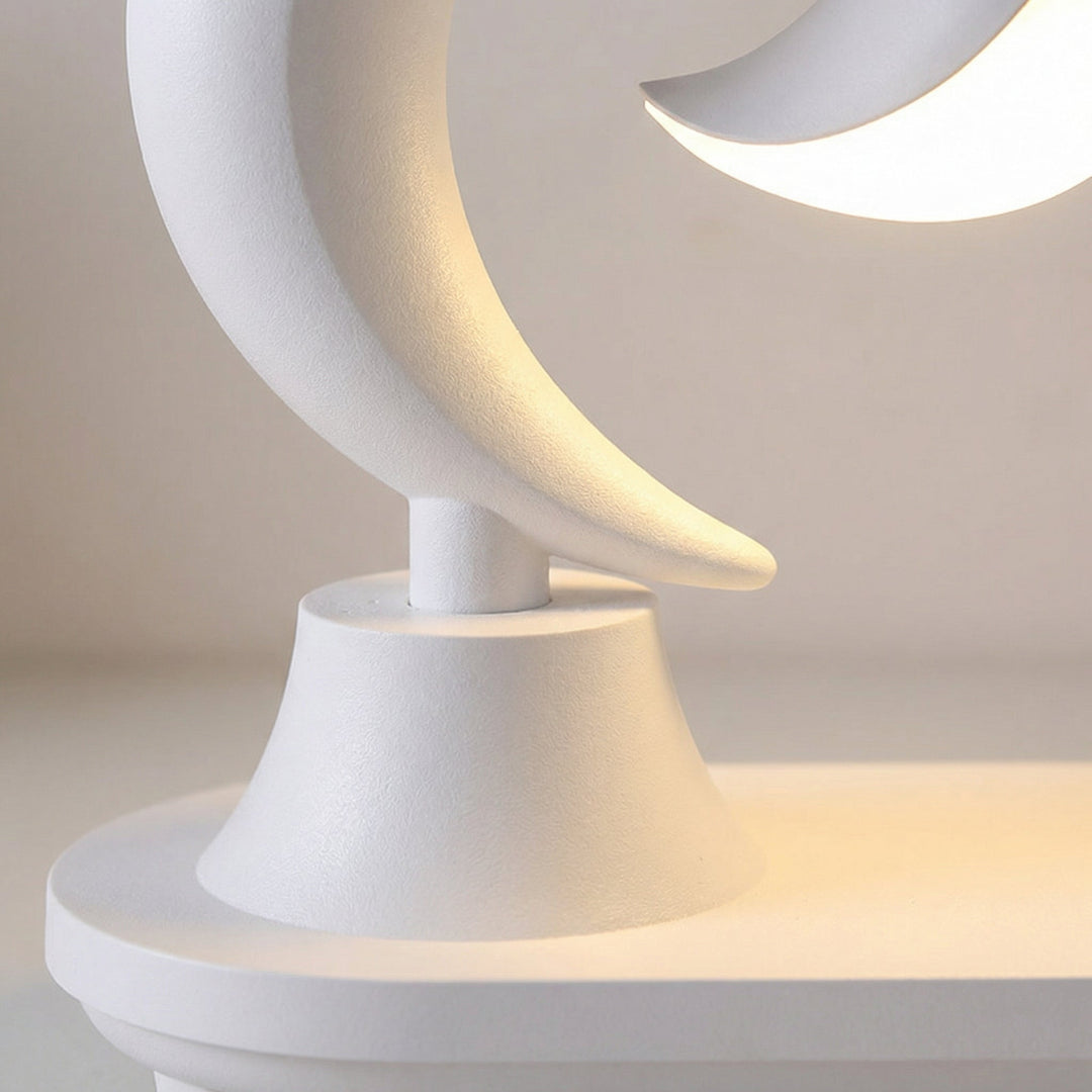 Rechargeable desk lamp by Glowmoon, combining Bluetooth speaker, wireless charger, and ambient light for a clutter-free space.