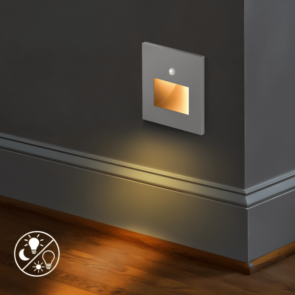 Sleek GLOWPATH LED motion sensor light, perfect for modern home stair and hallway safety lighting.
