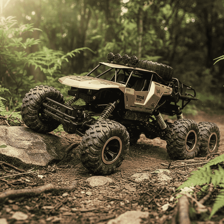 Fun gold & black 6x6 RC monster truck toy, delivering powerful all-terrain off-road excitement for all ages.