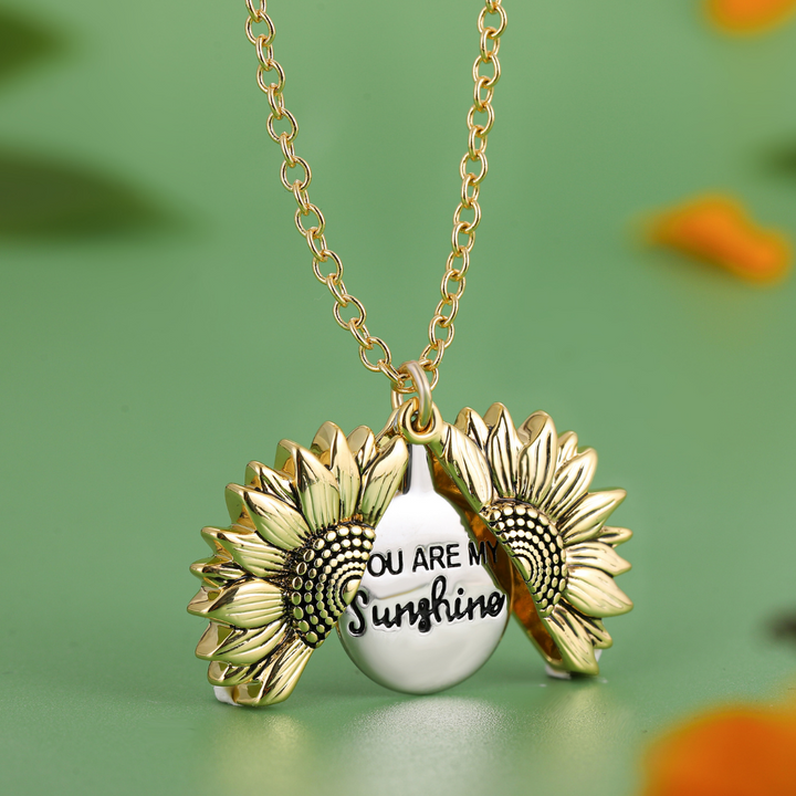 Solara "You Are My Sunshine" gold plated women's necklace. Spiritual, delicate jewelry for positive energy.