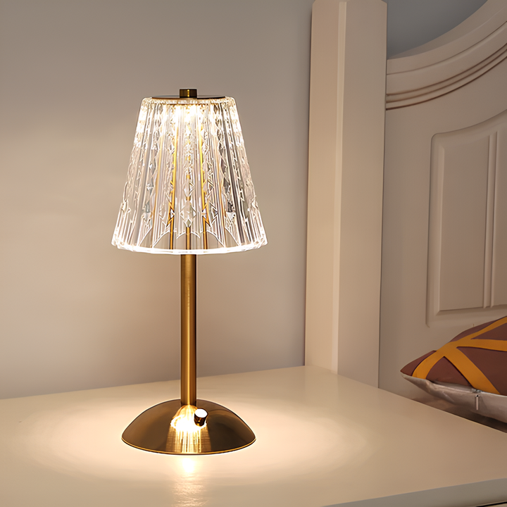 Modern home decor golden crystal lamp, with touch control and long-lasting battery