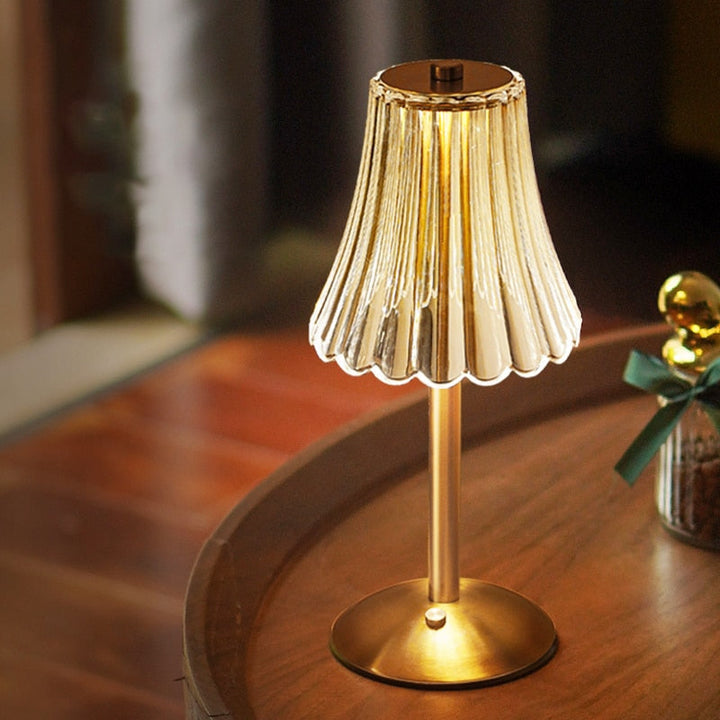 Golden crystal touch control table lamp, rechargeable LED light for luxury home decor