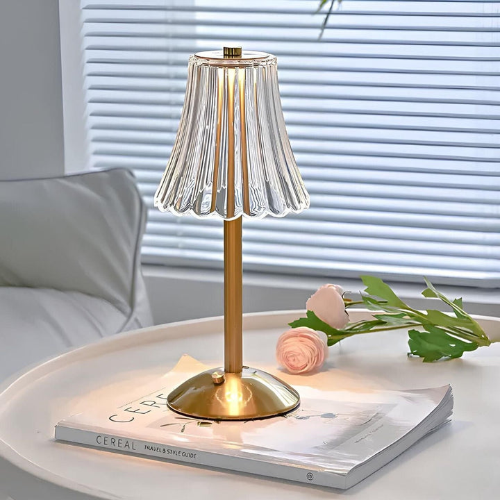 Rechargeable golden crystal table lamp with LED, elegant home decor accent