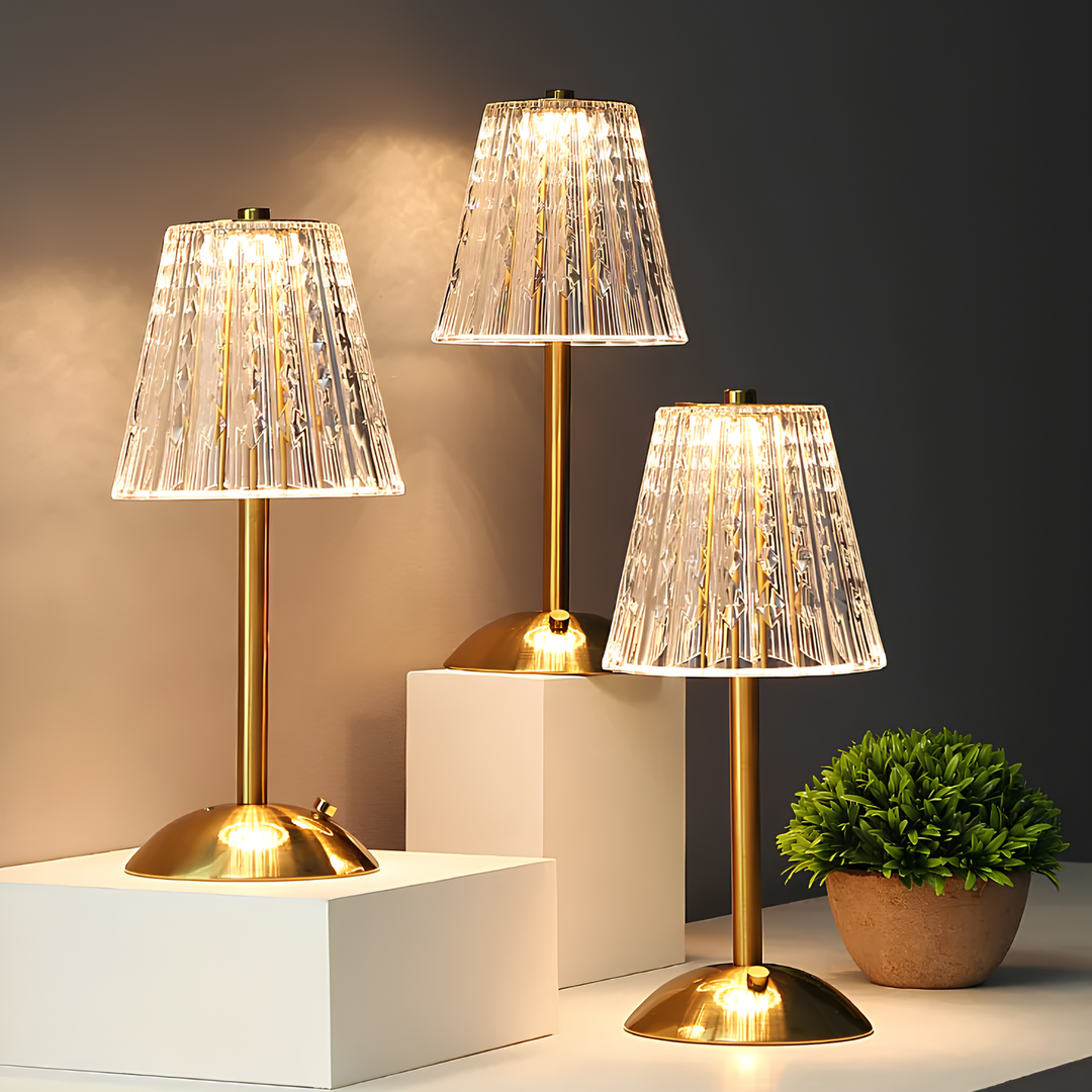 Wireless golden crystal lamp, dimmable LED with convenient touch control