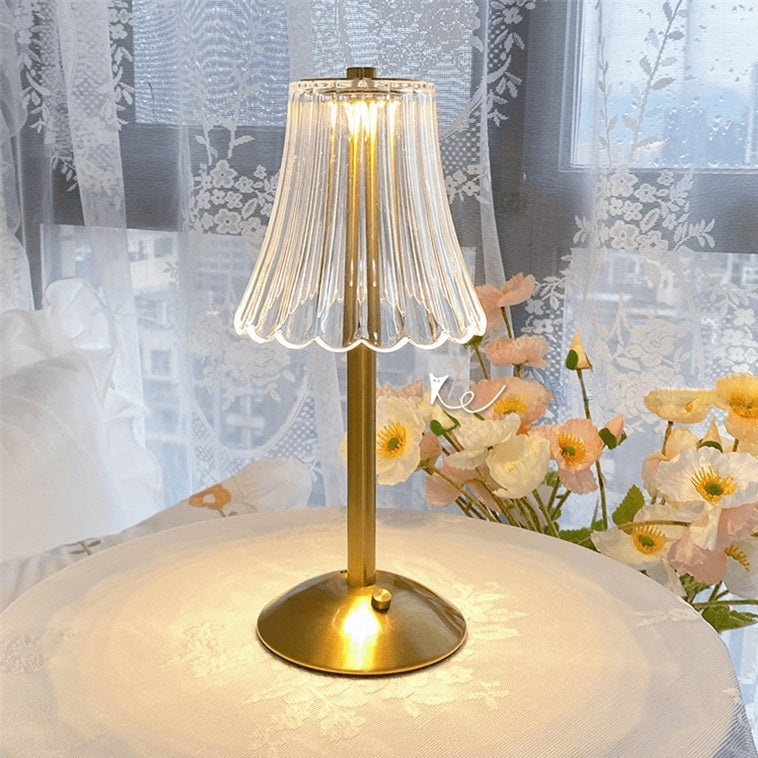 Touch control golden crystal lamp, providing warm LED light, USB rechargeable