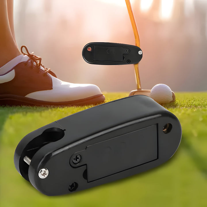 Laser golf putting aid for consistent stroke training, improving putting drills & accuracy.
