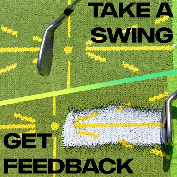 Compact golf practice mat for swing detection, offering visual divot feedback to help golfers refine their technique.