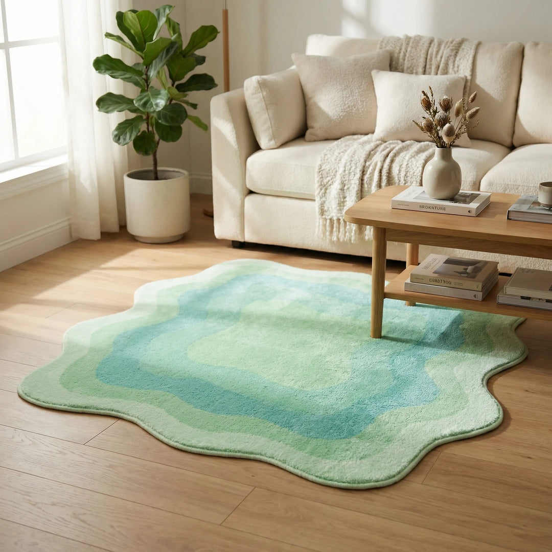 Gradient Plush Area Rug with non-slip backing, perfect for modern home decor, adding soft color & comfort.