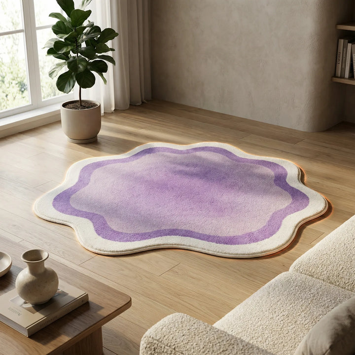 Soft Plush Gradient Area Rug featuring a modern wavy design. Non-slip backing ensures safety for any room in your home.