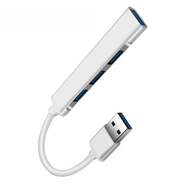 Detailed view of the 4-port USB hub's connectors, ensuring fast data transfer