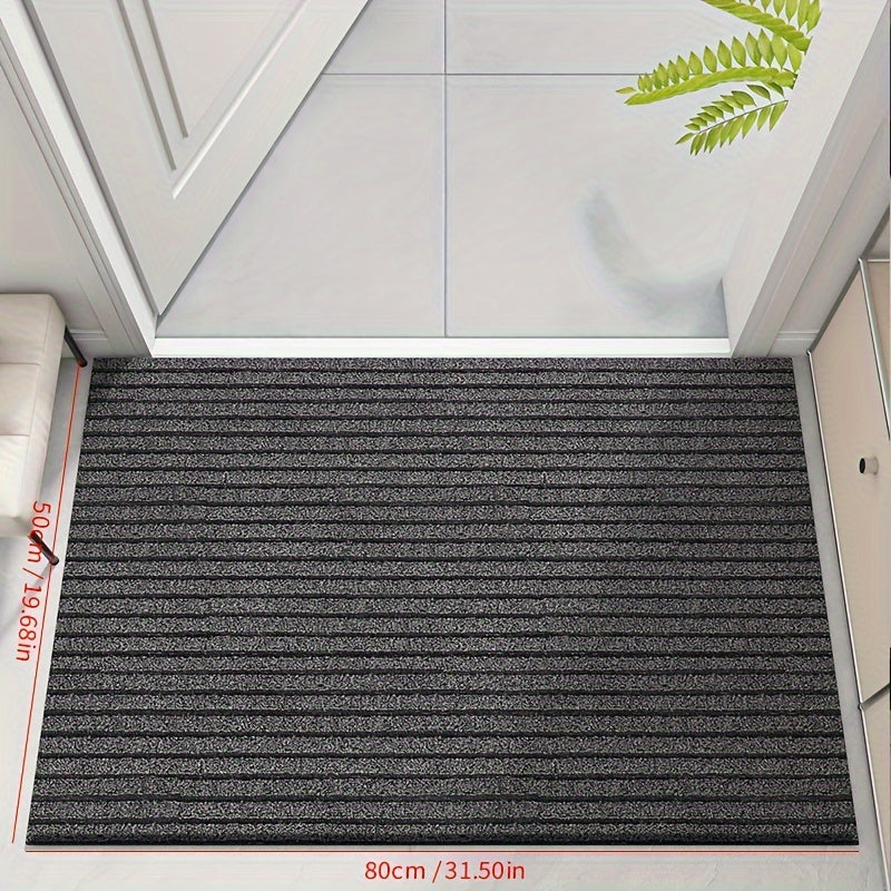Durable WeatherGuard Pro indoor/outdoor door mat in gray, featuring non-slip PVC backing & all-season protection.