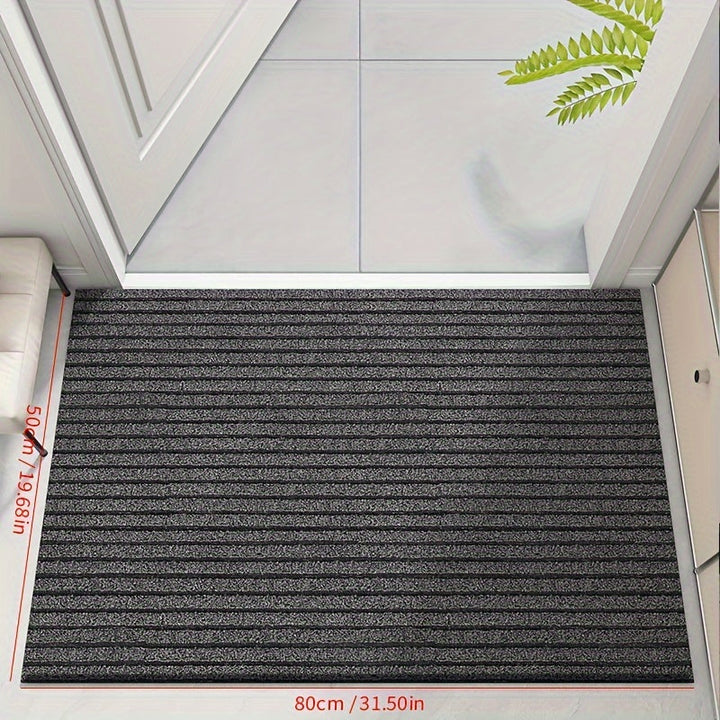 Durable WeatherGuard Pro indoor/outdoor door mat in gray, featuring non-slip PVC backing & all-season protection.