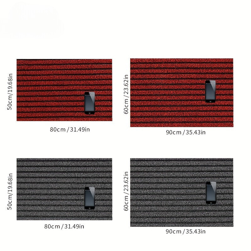 Stylish gray WeatherGuard Pro outdoor mat, a robust all-season door mat with non-slip floor protection.