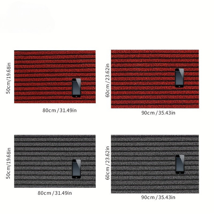 Stylish gray WeatherGuard Pro outdoor mat, a robust all-season door mat with non-slip floor protection.
