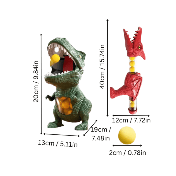 Exciting dinosaur-themed blaster shooting game, perfect kids' toy with soft foam balls for safe, active play.