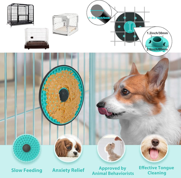 Unisex pet anxiety relief lick mat with suction cups on a tile floor, enriching dog play.