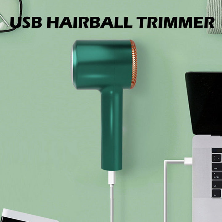 Home & travel essential: green portable USB rechargeable lint remover for clothing.