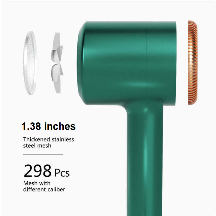 Green USB rechargeable lint remover, portable clothes cleaner, fuzz remover, garment care.