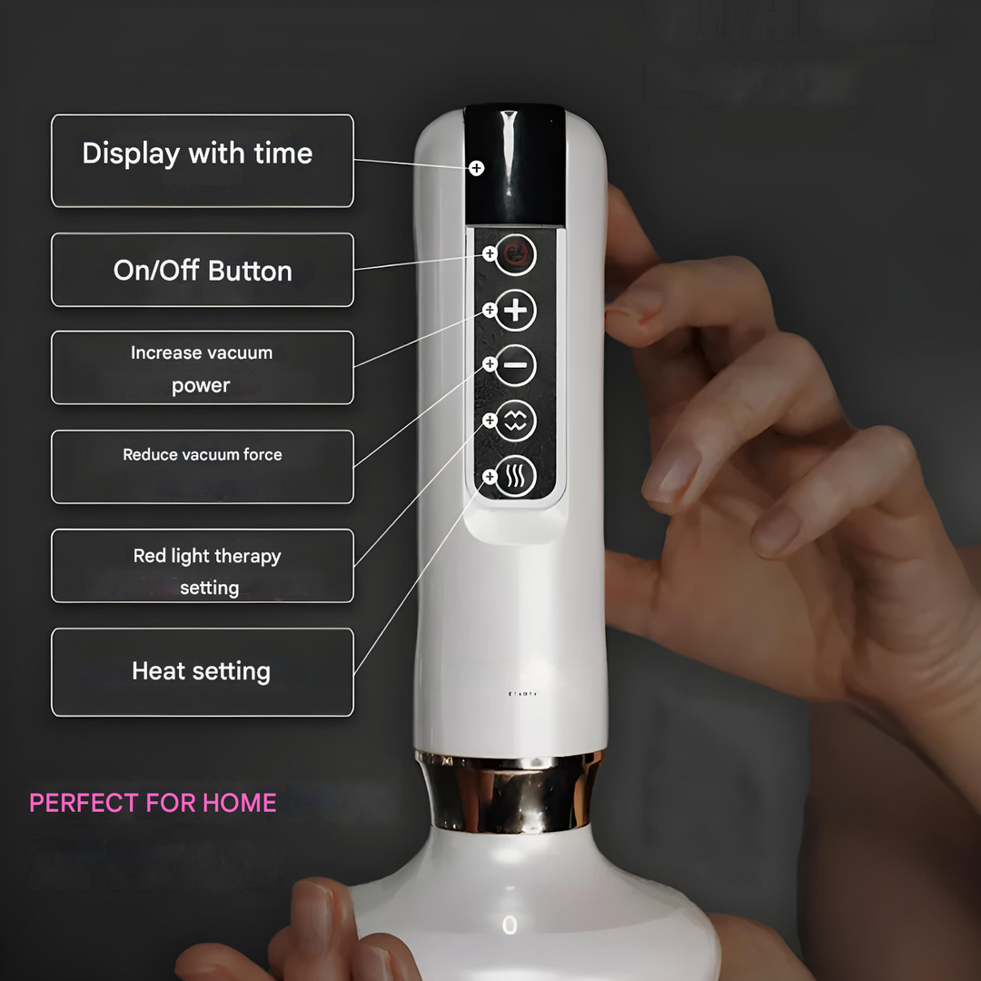 Skincare tool: green & white cupping device for firming and cellulite reduction.