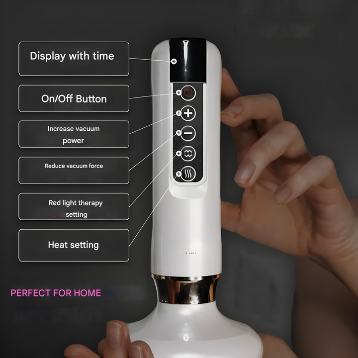 Skincare tool: green & white cupping device for firming and cellulite reduction.