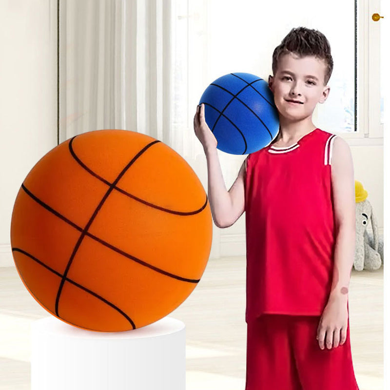Green & yellow foam basketball for quiet indoor play; soft, silent ball for kids sports
