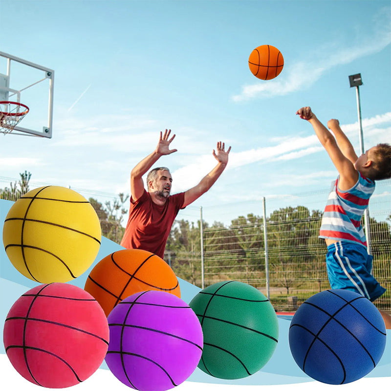 Green and yellow Silento foam basketball, soft and silent for excellent indoor kids' sports