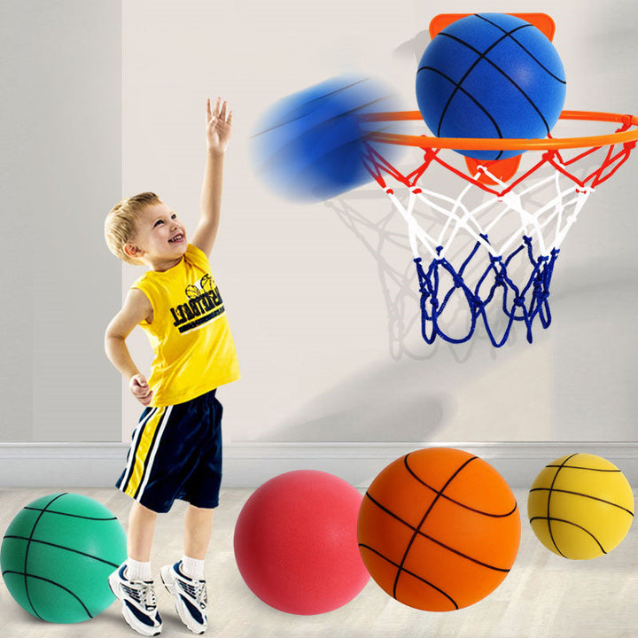 Soft green children's indoor foam basketball, ideal for quiet play and kids' sports