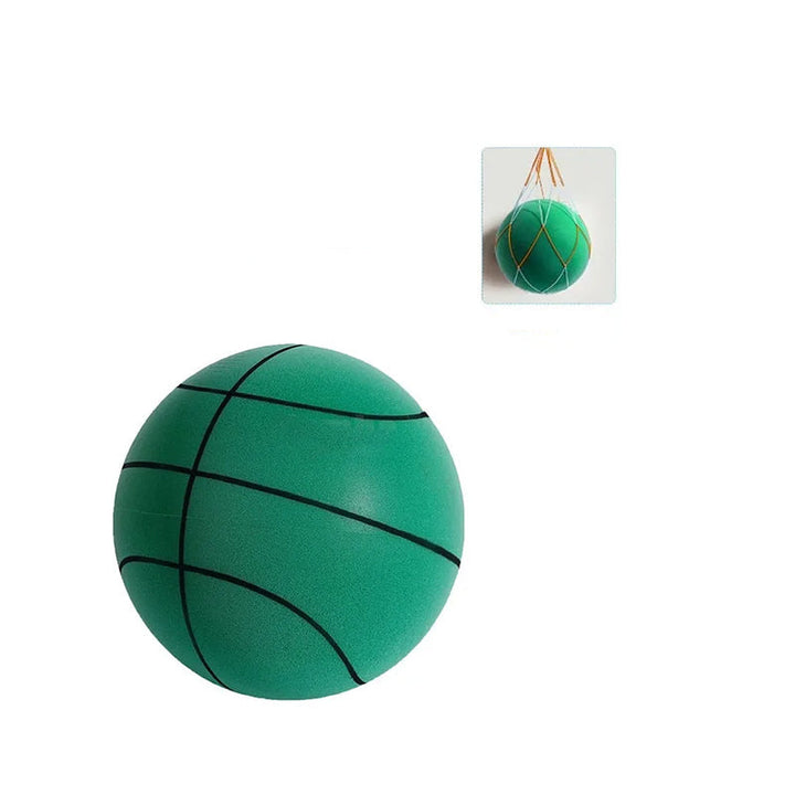 Silento foam basketball in green and yellow, designed for silent indoor fun for kids