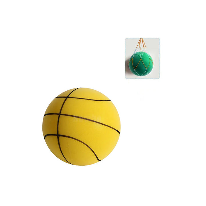 Green and yellow silent indoor foam basketball, durable for children's active play