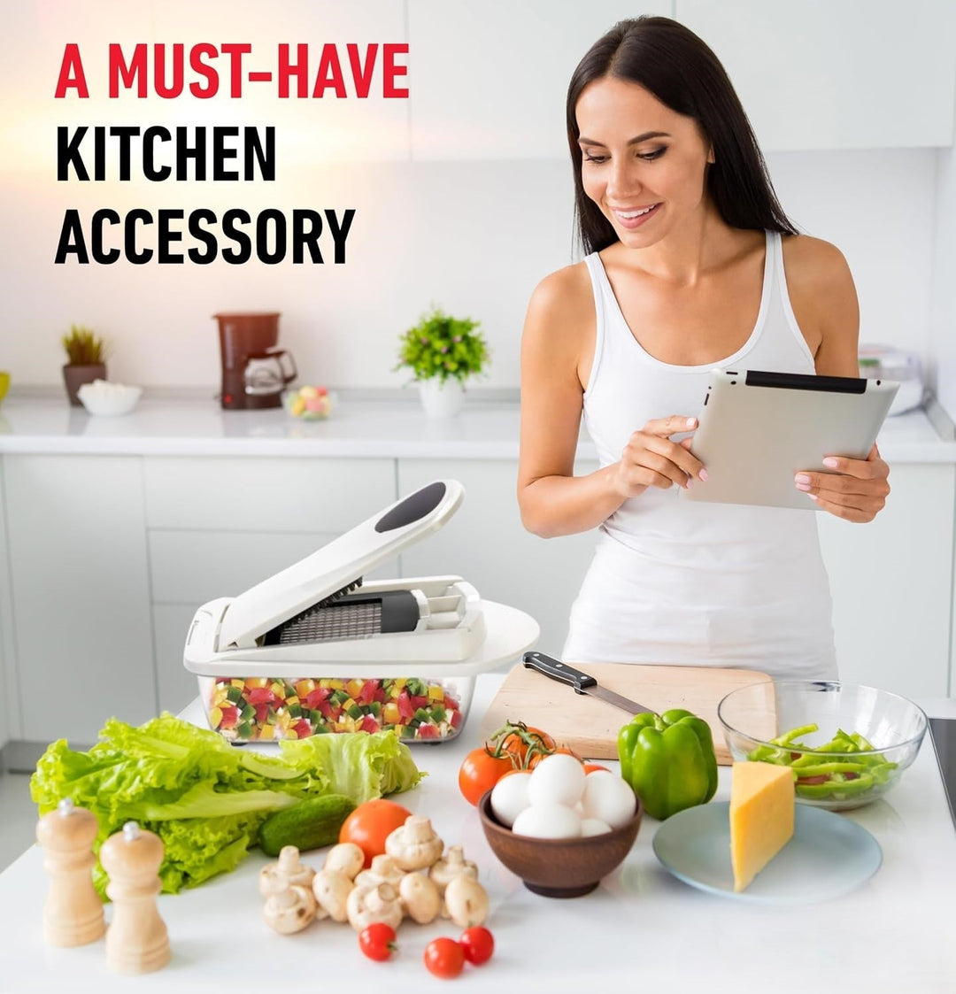 Efficient vegetable slicer & dicer, a 10-in-1 kitchen tool for quick food prep