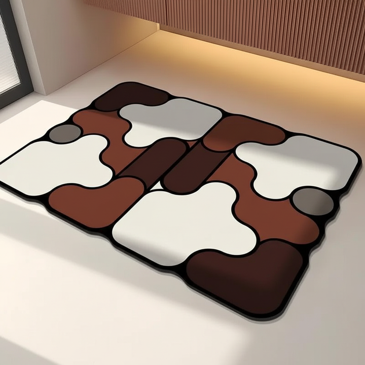 Unisex DiatomLuxe padded knitted bath mat in a modern bathroom setting, quick-drying.
