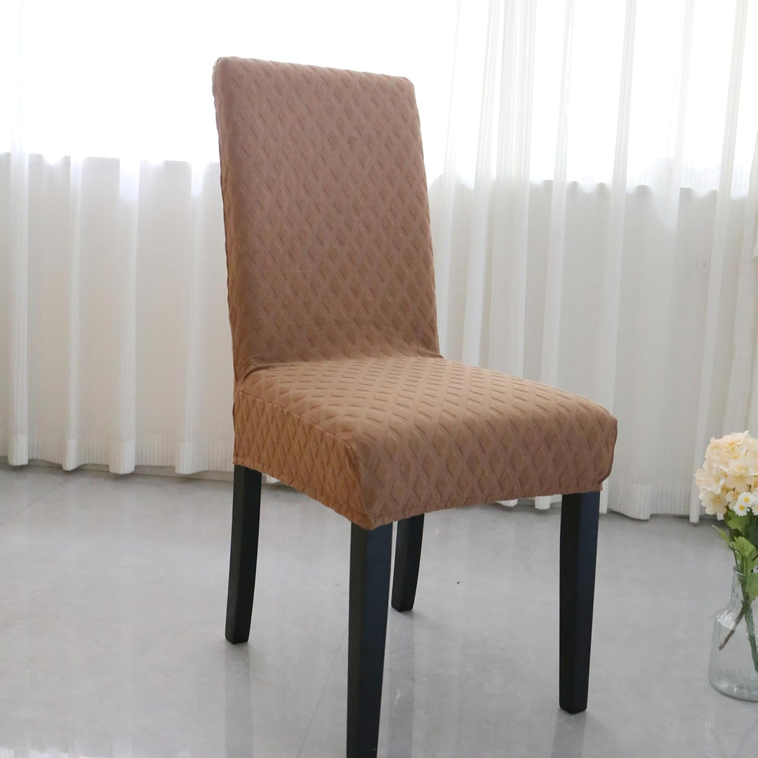 Universal Stretch Dining Chair Covers, before & after transformation with ChairGuard