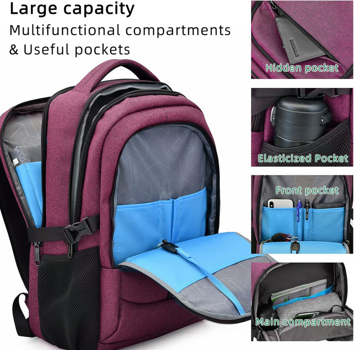 Unisex water-resistant laptop backpack, top handle for easy carrying, black