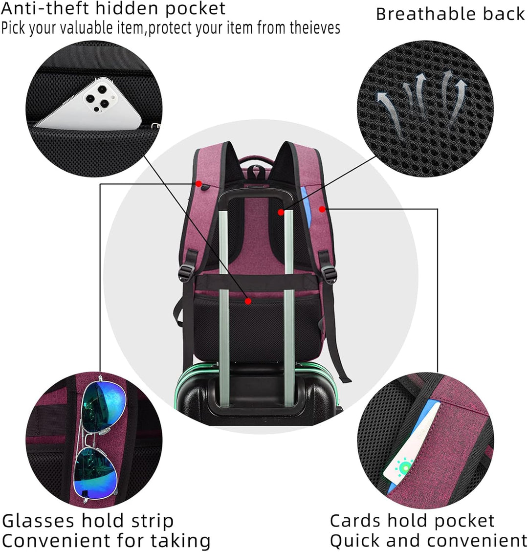 Lifestyle shot of grey unisex backpack with a laptop, phone, and book