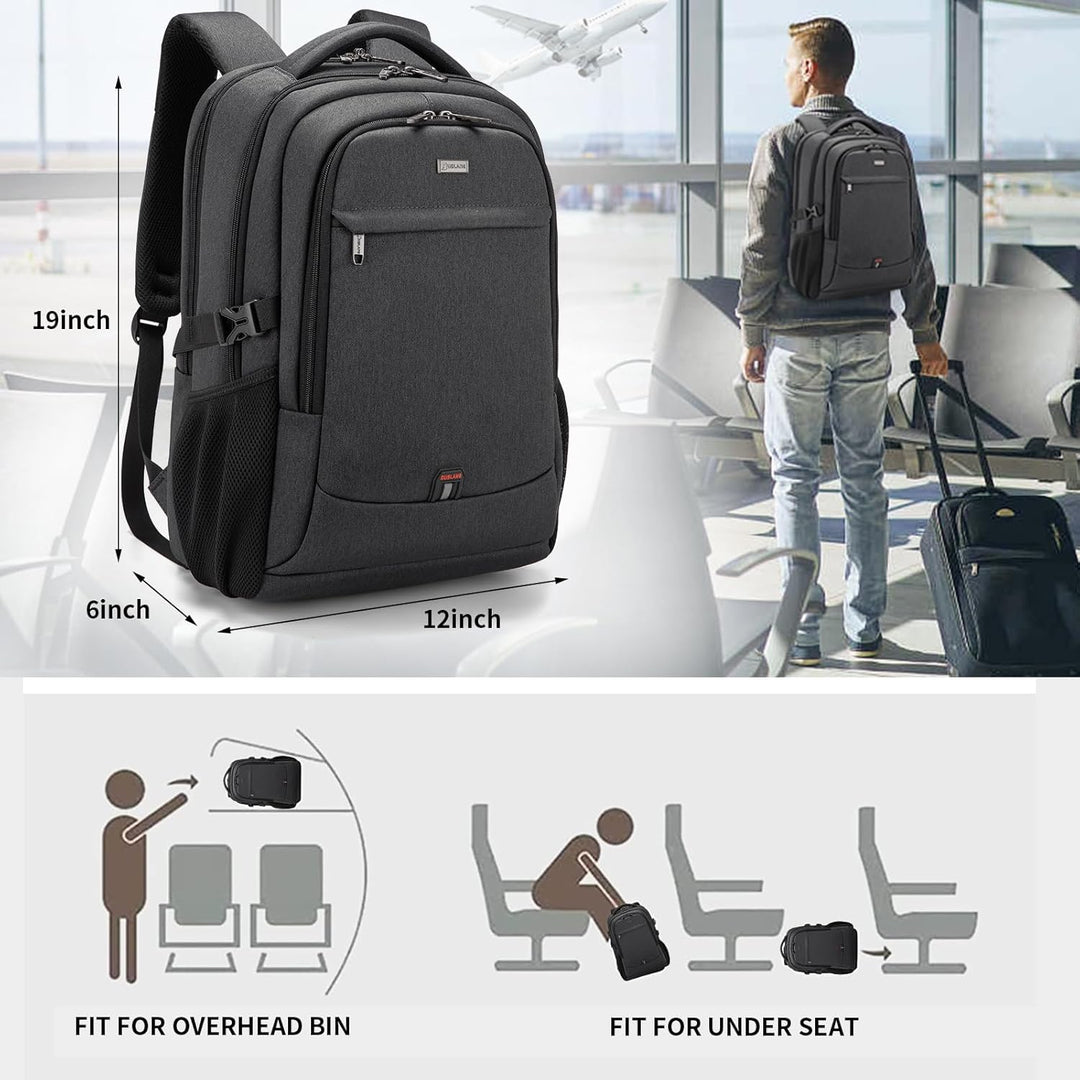 Anti-theft unisex backpack with hidden zipper pocket, black