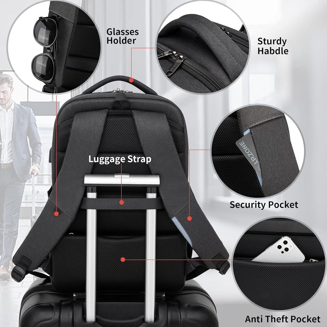 Unisex travel backpack in grey, displaying comfort and durability