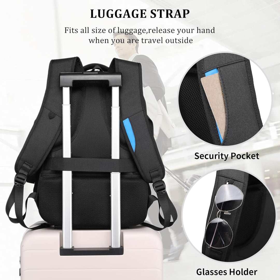 College backpack with USB charging port in grey, student carrying books