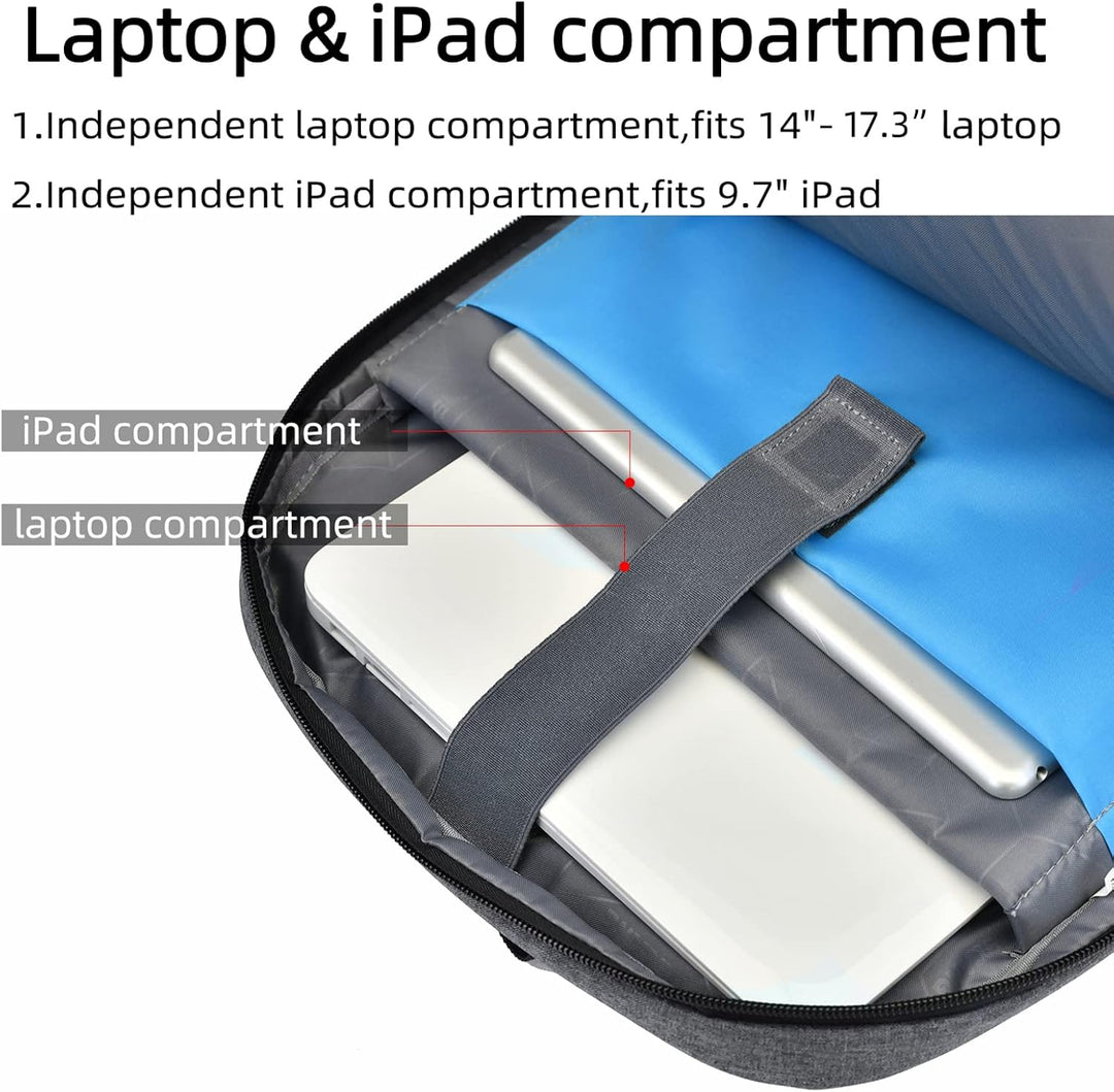 Grey water-resistant backpack for daily use, versatile and stylish