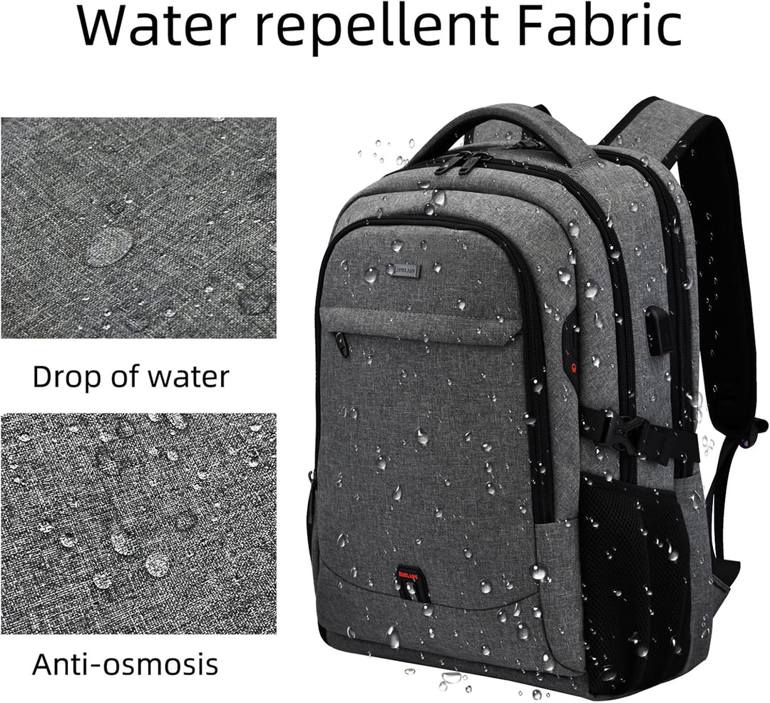 Black water-resistant backpack for daily use, versatile and stylish