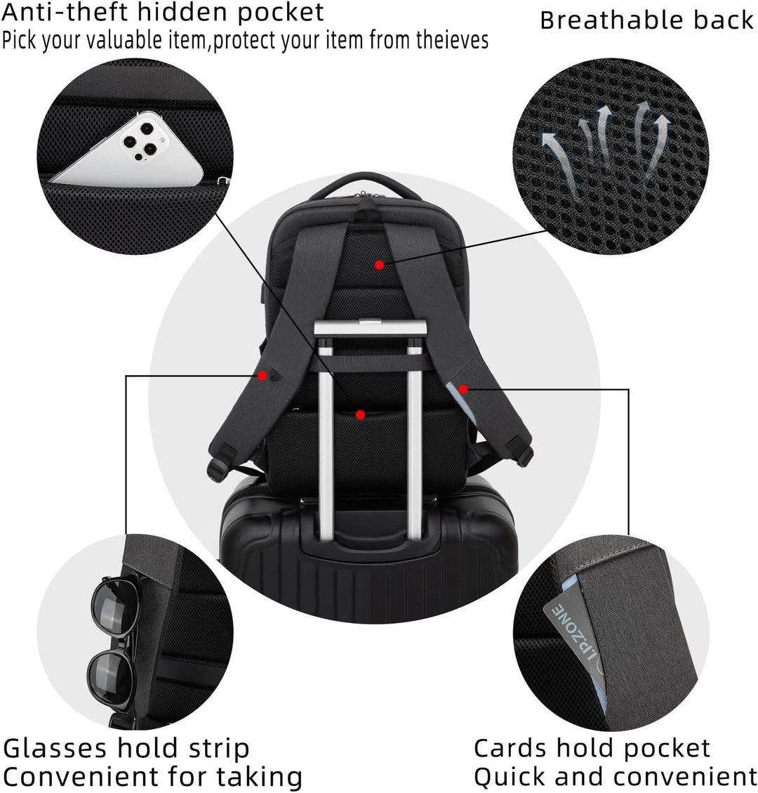 USB charging backpack for modern travelers, black, technology integration