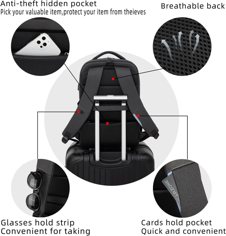 USB charging backpack for modern travelers, black, technology integration