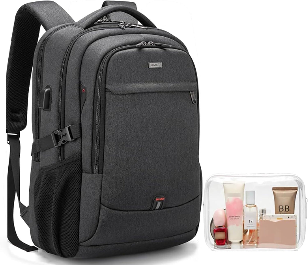 Grey anti-theft backpack, secure and functional for commutes