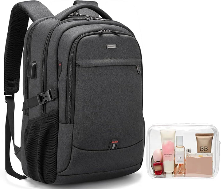 Grey anti-theft backpack, secure and functional for commutes