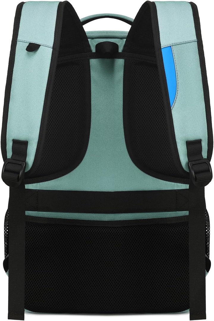 Main compartment of grey travel laptop backpack, fits up to 15.6 inch laptop