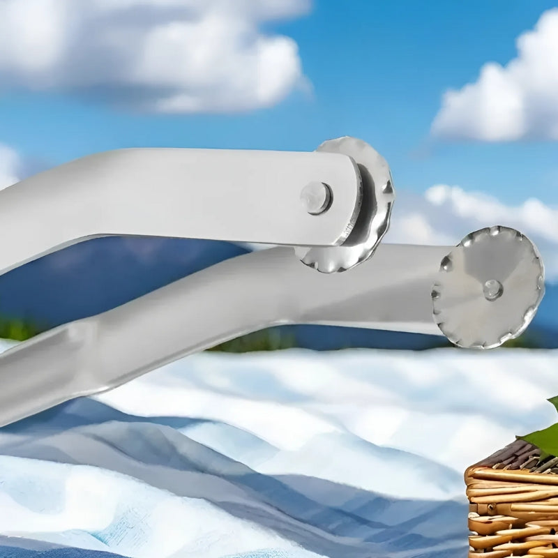 GrillGrip Pro BBQ tongs, stainless steel for secure, effortless food flipping. Heat resistant grilling tool.