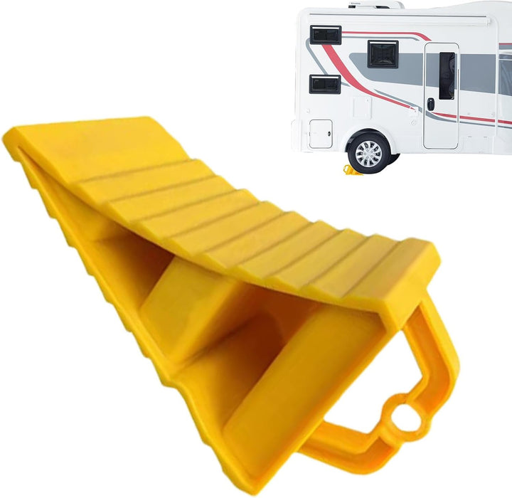 Griptura wheel chocks (2-pack) ensuring parking safety for all vehicle types. Durable, non-slip automotive gear.